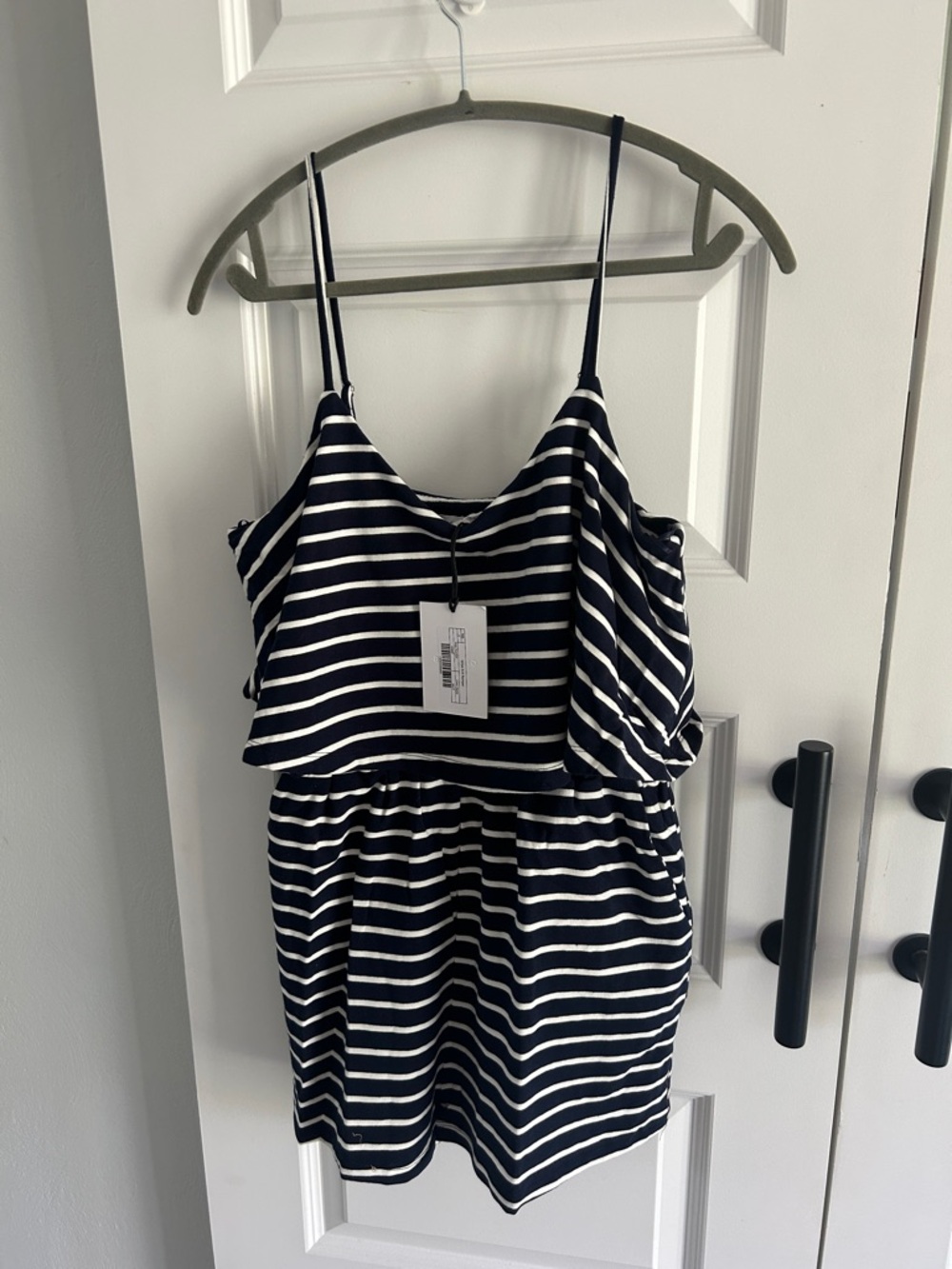 Grey Lab Striped Navy & White Spaghetti Strap Romper small